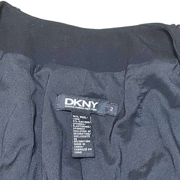 DKNY Embellished Black Lace Trim Wool Blend Blazer Jacket Women's Size 2 Event - Picture 13 of 16